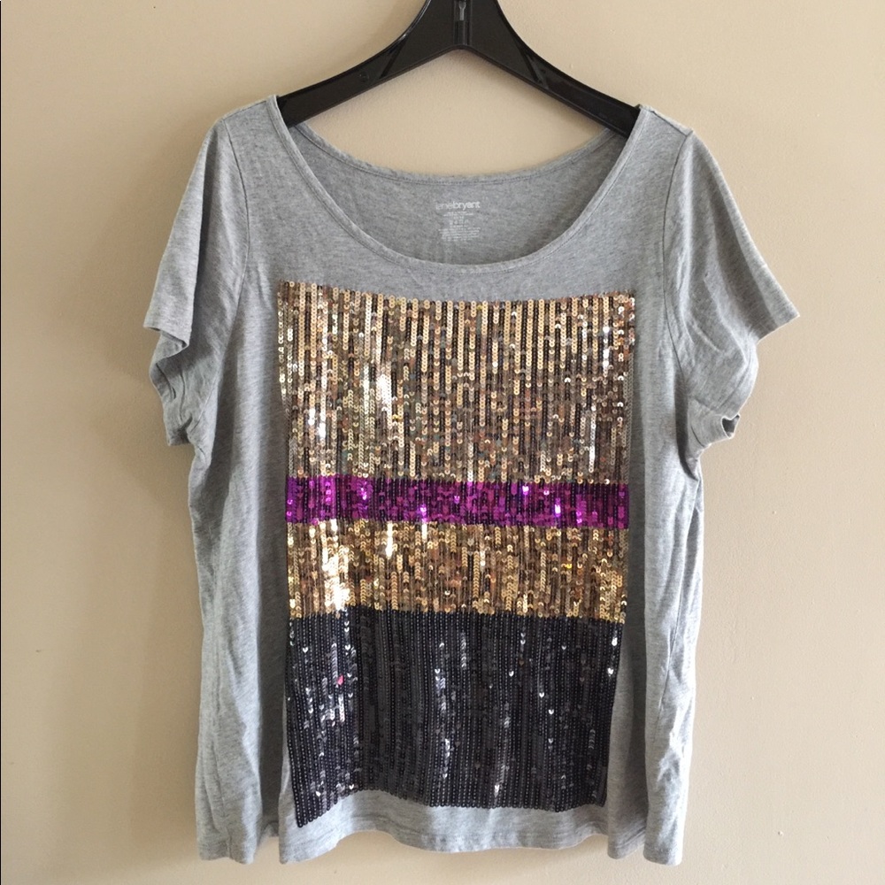 Lane Bryant Sassy Sequin Short Sleeve Top 14/16